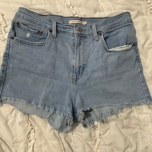 Levi's Denim Shorts Womens 31 (Large 12) Blue High Rise Distressed Cut Offs